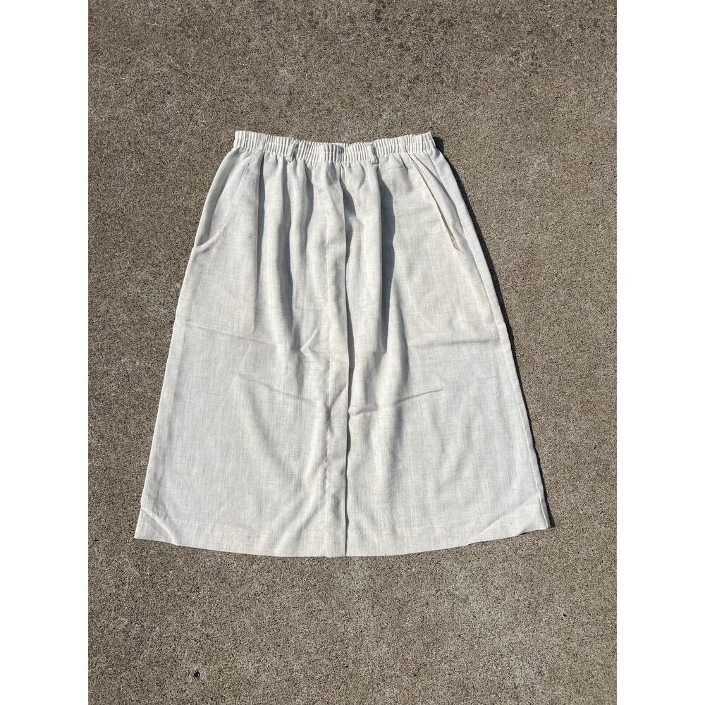 Vintage JBJ Petite Sportwear Skirt Women Size 8 Cream Elastic Waist Midi Pockets